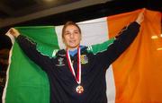 21 October 2007; Irish World and European lightweight champion Katie Taylor returning home from Denmark where she was crowned European 60Kg champion for the third year in a row. Dublin Airport, Dublin. Picture credit: David Maher / SPORTSFILE