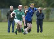 21 October 2007; Orla Banbury, Leinster, in action against Deirdre Murphy, Munster. Gael Linn Junior Inter-Provincial Championship Camogie Final, Leinster v Munster, Russell Park, Blanchardstown, Dublin. Picture credit: Ray Lohan / SPORTSFILE