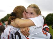21 October 2007; Ulster's Briege Convery and Fionnuala Carr, celebrate after the match. Gael Linn Senior Inter-Provincial Championship Camogie Final, Leinster v Ulster, Russell Park, Blanchardstown, Dublin. Picture credit: Ray Lohan / SPORTSFILE