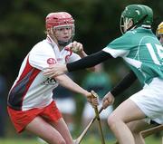 21 October 2007; Gráinne McGoldrick, Ulster, in action against Aoife Neary, Leinster. Gael Linn Senior Inter-Provincial Championship Camogie Final, Leinster v Ulster, Russell Park, Blanchardstown, Dublin. Picture credit: Ray Lohan / SPORTSFILE