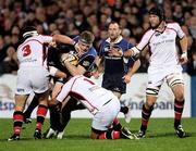 26 October 2007; Jamie Heaslip, Leinster, in action against Justin Fitzpatrick and Bryan Young, Ulster. Magners League, Ulster v Leinster, Ravenhill, Belfast, Co. Antrim. Picture credit; Oliver McVeigh / SPORTSFILE