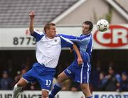 27 October 2007; Peter Thompson, Linfield, in action against John Curran, Dungannon Swifts. Carnegie Premier League, Dungannon Swifts v Linfield, Stangmore Park, Dungannon, Co. Tyrone. Picture credit; Oliver McVeigh / SPORTSFILE