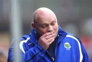 27 October 2007; A dejected Linfield manager David Jeffrey after his side's defeat. Carnegie Premier League, Dungannon Swifts v Linfield, Stangmore Park, Dungannon, Co. Tyrone. Picture credit; Oliver McVeigh / SPORTSFILE