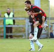 28 October 2007; Longford Town's Robbie Martin, left, celebrates after scoring his side's first goal with team-mate Jamie Duffy. FAI Ford Cup semi-final, UCD v Longford Town, Belfield Park, UCD, Dublin. Picture credit; David Maher / SPORTSFILE