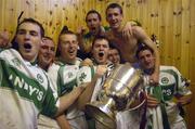 28 October 2007; Ballyhale Shamrocks players celebrate with ithe cup in the dressing room after the match. Kilkenny County Hurling Championship Final, Ballyhale Shamrocks v St Martin's Muckalee, Nowlan Park, Kilkenny. Picture credit; Brian Lawless / SPORTSFILE