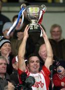28 October 2007; Killererin captain Padraic Joyce lifts the Frank Fox cup. Galway Club Football Championship Final, Miltown v Killererin, Pearse Stadium, Galway. Picture credit; Ray Ryan / SPORTSFILE