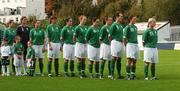 27 October 2007; The Republic of Ireland team stand for the National Anthem ahead of the game. UEFA Women's European Championship Qualifier, Republic of Ireland v Romania, Richmond Park, Dublin. Picture credit: Stephen McCarthy / SPORTSFILE