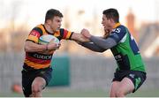 31 January 2015; Tom Farrell, Lansdowne, is tackled by Adam Craig, Ballinahinch. Ulster Bank League Division 1A, Lansdowne v Ballinahinch. Aviva Stadium, Lansdowne Road, Dublin. Picture credit: Tomás Greally / SPORTSFILE