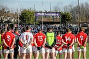 1 February 2015; Cork players stand together for the playing of the national anthem before the game. Allianz Football League, Division 1, Round 1, Cork v Dublin, Páirc Uí Rinn, Cork. Picture credit: Eoin Noonan / SPORTSFILE