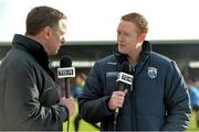 1 February 2015; Colm Cooper, Kerry, is interviewed by Michael O'Domhnaill, TG4, before the game. Allianz Football League, Division 1, Round 1, Kerry v Mayo. Fitzgerald Stadium, Killarney, Co. Kerry.  Picture credit: Brendan Moran / SPORTSFILE