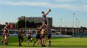 2 February 2015; Conor Sommerville, Terenure College, wins a lineout. Bank of Ireland Leinster Schools Junior Cup, 1st Round, Terenure College v The King's Hospital. Donnybrook Stadium, Donnybrook, Dublin. Picture credit: Barry Cregg / SPORTSFILE