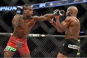 18 January 2015; John Howard, right, in action against Lorenz Larkin during their welterweight bout. UFC Fight Night, John Howard v Lorenz Larkin, TD Garden, Boston, Massachusetts, USA. Picture credit: Ramsey Cardy / SPORTSFILE