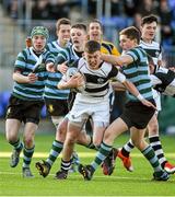 3 February 2015; David Hawkshaw, Belvedere College, is tackled by Cormac Foley, right, Ethan Baxter, left, and Adam O'Reilly, centre, St Gerard's School. Bank of Ireland Leinster Schools Junior Cup, 1st Round, Belvedere College v St Gerard's School, Donnybrook Stadium, Donnybrook, Dublin. Picture credit: Barry Cregg / SPORTSFILE