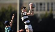 3 February 2015; Luke McDermott, Belvedere College, wins possession for his side in a lineout ahead of Donal Ahern, St Gerard's School. Bank of Ireland Leinster Schools Junior Cup, 1st Round, Belvedere College v St Gerard's School, Donnybrook Stadium, Donnybrook, Dublin. Picture credit: Barry Cregg / SPORTSFILE