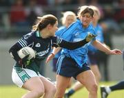 28 October 2007; Ciara Murphy, Foxrock / Cabinteely, Dublin, in action against Mary Brady, An Tocher, Wicklow. VHI Healthcare Leinster Junior Club Football Championship Final, Foxrock / Cabinteely, Dublin v An Tocher, Wicklow, Athy, Co. Kildare. Photo by Sportsfile