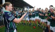 28 October 2007; Captain Marla Candon, Foxrock / Cabinteely, Dublin, shows the cup off to her team-mates. VHI Healthcare Leinster Junior Club Football Championship Final, Foxrock / Cabinteely, Dublin v An Tocher, Wicklow, Athy, Co. Kildare. Photo by Sportsfile