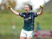 28 October 2007; Anne-Marie Murphy, Foxrock / Cabinteely, Dublin, celebrates at the final whistle. VHI Healthcare Leinster Junior Club Football Championship Final, Foxrock / Cabinteely, Dublin v An Tocher, Wicklow, Athy, Co. Kildare. Photo by Sportsfile
