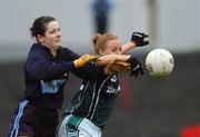 28 October 2007; Louise Stafford, Foxrock / Cabinteely, Dublin, in action against Theresa Molloy, An Tocher, Wicklow. VHI Healthcare Leinster Junior Club Football Championship Final, Foxrock / Cabinteely, Dublin v An Tocher, Wicklow, Athy, Co. Kildare. Photo by Sportsfile
