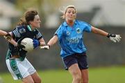 28 October 2007; Amy Connolly, Foxrock / Cabinteely, Dublin, in action against Monica Lynch, An Tocher, Wicklow. VHI Healthcare Leinster Junior Club Football Championship Final, Foxrock / Cabinteely, Dublin v An Tocher, Wicklow, Athy, Co. Kildare. Photo by Sportsfile