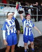 28 October 2007; Captain Louise Kelly, left, Ballyboden St Endas, Dublin, and Sorcha Farrelly lift the cup. VHI Healthcare Leinster Senior Club Football Championship Final, Ballyboden St Endas, Dublin v Timahoe, Laois, Athy, Co Kildare. Photo by Sportsfile