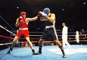 30 October 2007; John Sweeney, left, Dungloe, Co. Donegal, Ireland, in action against Rakhim Chakhkeiv, Russia. AIBA World Boxing Championships Chicago 2007, Heavy 91 kg, John Sweeney.v Rakhim Chakhkeiv, University of Illinois, Chicago Pavilion, Chicago, USA. Picture credit: David Maher / SPORTSFILE