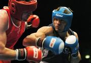 30 October 2007; John Sweeney, left, Dungloe, Co. Donegal, Ireland, in action against Rakhim Chakhkeiv, Russia. AIBA World Boxing Championships Chicago 2007, Heavy 91 kg, John Sweeney.v Rakhim Chakhkeiv, University of Illinois, Chicago Pavilion, Chicago, USA. Picture credit: David Maher / SPORTSFILE
