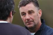 31 October 2007; Former Republic of Ireland International John Aldridge being interviewed by RTE presenter Justin Tracey during the third Docklands Soccer Camp & Mini World Cup Tournament. ALSAA, Dublin Airport, Dublin. Picture credit: Matt Browne / SPORTSFILE  *** Local Caption ***