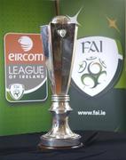 31 October 2007; The Football Association of Ireland today unveiled the new eircom League of Ireland Premier Division trophy which will be presented to Premier Division champions Drogheda United this Friday 2nd of November. Standing at 36 inches in height and with a circumference of 33 inches, the Sterling Silver trophy boasts a stunning and unique design that will make it instantly recognisable to football fans across the country. Football Association of Ireland, Merrion Square, Dublin. Picture credit: Brian Lawless / SPORTSFILE