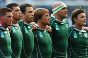 30 September 2007; Ireland players, from left, Ronan O'Gara, Denis Leamy, Marcus Horan, Jerry Flannery, John Hayes and Brian O'Driscoll before the game. 2007 Rugby World Cup, Pool D, Ireland v Argentina, Parc des Princes, Paris, France. Picture credit; Brendan Moran / SPORTSFILE