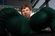 1 November 2007; Middleweight boxer Andy Lee speaking at a press conference to announce he will be headlining the Ladbrokes.com Fight Night at the National Stadium on December 15th. Climbing Area, Trinity College, Dublin. Picture credit: Matt Browne / SPORTSFILE *** Local Caption ***