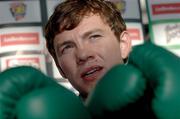 1 November 2007; Middleweight boxer Andy Lee speaking at a press conference to announce he will be headlining the Ladbrokes.com Fight Night at the National Stadium on December 15th. Climbing Area, Trinity College, Dublin. Picture credit: Matt Browne / SPORTSFILE *** Local Caption ***