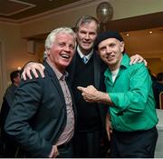 2 February 2015; Mick Dowling, Brian Carthy and Brush Shields at a party to honour broadcaster and journalist Jimmy 'The Memory Man' Magee on the ocassion of his 80th birthday in the Goat Bar & Restaurant, Goatstown, Dublin. Picture credit: Ray McManus / SPORTSFILE