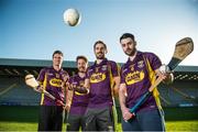 4 February 2015; Wexford players, from left, Paul Morris, Ben Brosnan, Brian Malone and Eoin Moore during the Wexford GAA 2015 Glanbia Agri / Gain sponsorship launch. Wexford Park, Wexford. Picture credit: Matt Browne / SPORTSFILE