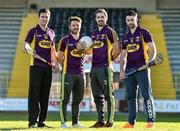 4 February 2015; Wexford players, from left, Paul Morris, Ben Brosnan, Brian Malone and Eoin Moore during the Wexford GAA 2015 Glanbia Agri / Gain sponsorship launch. Wexford Park, Wexford. Picture credit: Matt Browne / SPORTSFILE