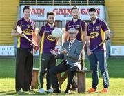 4 February 2015; Denis Herlihy, Commercial Manager Glanbia Agri / Gain Feeds, with from left, Wexford players Paul Morris, Ben Brosnan, Brian Malone and Eoin Moore, during the Wexford GAA 2015 Glanbia Agri / Gain sponsorship launch. Wexford Park, Wexford. Picture credit: Matt Browne / SPORTSFILE