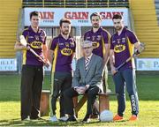 4 February 2015; Denis Herlihy, Commercial Manager Glanbia Agri / Gain Feeds, with from left, Wexford players Paul Morris, Ben Brosnan, Brian Malone and Eoin Moore, during the Wexford GAA 2015 Glanbia Agri / Gain sponsorship launch. Wexford Park, Wexford. Picture credit: Matt Browne / SPORTSFILE