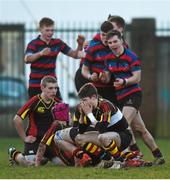 4 February 2015; Ardscoil Rís players, including Maurice Noonan, react at the final whistle as St Munchin's College players celebrate victory. SEAT Munster Schools Junior Cup, Round 1, St Munchin's College v Ardscoil Rís. St Mary's RFC, Limerick. Picture credit: Diarmuid Greene / SPORTSFILE