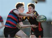 4 February 2015; Evan Maher, St Munchin's College, is tackled by Maurice Noonan, Ardscoil Rís. SEAT Munster Schools Junior Cup, Round 1, St Munchin's College v Ardscoil Rís. St Mary's RFC, Limerick. Picture credit: Diarmuid Greene / SPORTSFILE