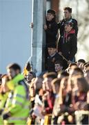 4 February 2015; Ardscoil Rís supporters look on from a high vantage point during the game. SEAT Munster Schools Junior Cup, Round 1, St Munchin's College v Ardscoil Rís. St Mary's RFC, Limerick. Picture credit: Diarmuid Greene / SPORTSFILE