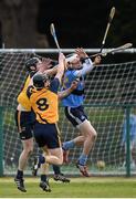 5 February 2015; Caolan Conway, UCD, in action against Robert Lennon and Killian Fitzgerald, 8, DCU. Independent.ie Fitzgibbon Cup, Group A, Round 2, UCD v DCU. University College Dublin, Dublin. Picture credit: Pat Murphy / SPORTSFILE