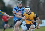 5 February 2015; Padraig Breheny, DCU, in action against Eoin Conroy, UCD. Independent.ie Fitzgibbon Cup, Group A, Round 2, UCD v DCU. University College Dublin, Dublin. Picture credit: Cody Glenn / SPORTSFILE