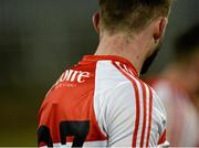31 January 2015: General view of a Derry player with a GPS tracker hidden under the back of the jersey to track distances run for analysis. Allianz Football League Division 1, Round 1, Donegal v Derry. MacCumhail Park, Ballybofey, Co. Donegal Picture credit: Oliver McVeigh / SPORTSFILE