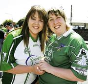 10 June 2007; Limerick supporters Maria Ní Mheachair and Nichola Casey, from Caherline, Caherconlish, before the game. Munster Senior Hurling Championship Semi-Final, Limerick v Tipperary, Gaelic Grounds, Limerick. Picture by; Ray McManus / SPORTSFILE from 'A Season of Sundays 2007'            This image may be reproduced free of charge when used in conjunction with a review of the book. All other usage ©SPORTSFILE