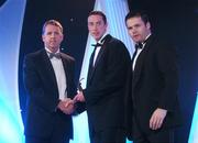 2 November 2007; Barry Cahill of Dublin is presented with his award by Dave Sheerin, left, MD, Opel Ireland, in the company of Dessie Farrell, Chief Executive of the GPA, at the 2007 Opel GPA Player of the Year Awards. Gaelic Player Assoication Awards, Citywest Hotel, Conference, Leisure & Golf Resort, Saggart, Co. Dublin. Picture credit: Brendan Moran / SPORTSFILE  *** Local Caption ***