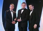 2 November 2007; Jackie Tyrrell of Kilkenny is presented with his award by Dave Sheerin, left, MD, Opel Ireland, in the company of Dessie Farrell, Chief Executive of the GPA, at the 2007 Opel GPA Player of the Year Awards. Gaelic Player Assoication Awards, Citywest Hotel, Conference, Leisure & Golf Resort, Saggart, Co. Dublin. Picture credit: Brendan Moran / SPORTSFILE  *** Local Caption ***