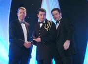 2 November 2007; Andrew O'Shaughnessy of Limerick is presented with his award by Dave Sheerin, left, MD, Opel Ireland, in the company of Dessie Farrell, Chief Executive of the GPA, at the 2007 Opel GPA Player of the Year Awards. Gaelic Player Assoication Awards, Citywest Hotel, Conference, Leisure & Golf Resort, Saggart, Co. Dublin. Picture credit: Brendan Moran / SPORTSFILE  *** Local Caption ***