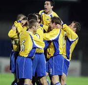 7 November 2007; Darren King, Newry City, is surrounded by team-mates after scoring his sides first goal. CIS Insurance Cup semi-final, Linfield v Newry City, Mourneview Park, Lurgan, Co. Armagh. Picture credit; Oliver McVeigh / SPORTSFILE