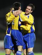7 November 2007; Newry City's Darren King, centre, celebrates after scoring the first goal with team-mates Paddy McLaughlin and CUllen Feeney. CIS Insurance Cup semi-final, Linfield v Newry City, Mourneview Park, Lurgan, Co. Armagh. Picture credit; Oliver McVeigh / SPORTSFILE