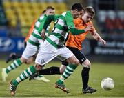 6 February 2015; Keith Fahey, Shamrock Rovers, in action against Robbie Gaul, Athlone Town. Pre-Season Friendly, Shamrock Rovers v Athlone Town, Tallaght Stadium, Tallaght, Co. Dublin. Picture credit: David Maher / SPORTSFILE