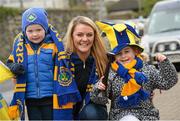 7 February 2015; St Patrick's GAC, Portaferry supporters Laragh Keating, left, aged three, Hayley Young and Freya Gilmore, right, aged seven . AIB GAA Hurling All-Ireland Senior Club Championship, Semi- Final, Kilmallock v St Patrick's GAC, Portaferry, Cusack Park, Mullingar, Co. Westmeath. Photo by Sportsfile
